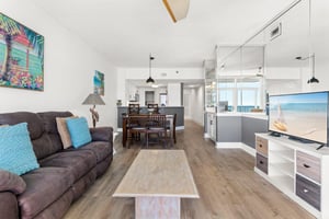 Living Room and Dining Room with Bar Seating