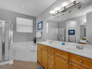 Primary Bathroom with Large Tub and WalkIn Shower