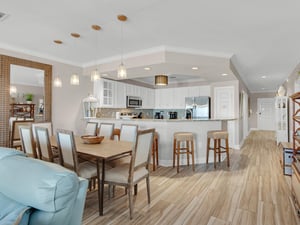 Dining area and breakfast bar seating