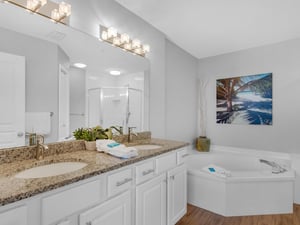 Primary Bathroom with Jacuzzi tub and Walk in Shower