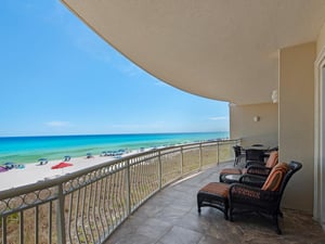 Large balcony runs the expanse of the condo