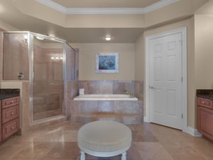 Relax in the oversized primary bath tub