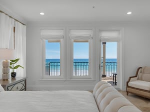 Primary Bedroom on 3rd Floor with Private Balcony and Gulf Views