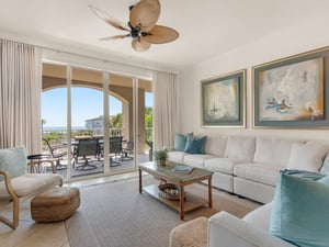 Living area with balcony access and Gulf views