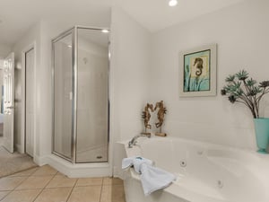 Primary bath with garden tub and walk in shower