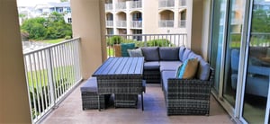 Large balcony with comfortable seating