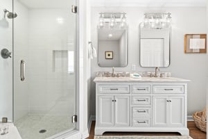 Primary Bathroom with Double Vanity and WalkIn Shower