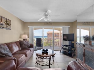 Living Area with Private Balcony and Gulf View