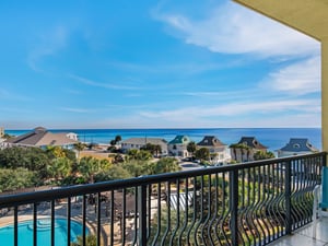 Private Balcony with Gulf and Pool Views