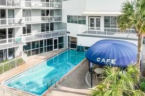 Indoor Outdoor Pool and Cafe Area