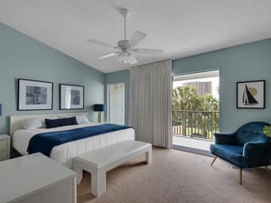 2nd floor Primary bedroom with king bed and private balcony