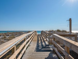 Complex beach boardwalk and shower