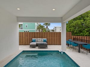 Pool area with plenty of seating