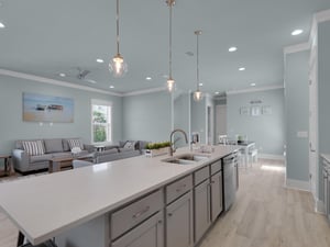 Open kitchen with plenty of counter space for make family meals