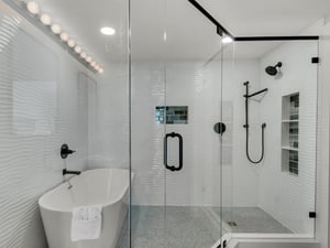 Primary Bathroom with Stand Alone Shower and Soaking Tub