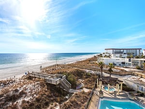 Balcony overlooks Pool and designated Beach Access