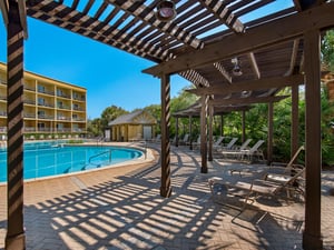 Complex Pool Lounging Area