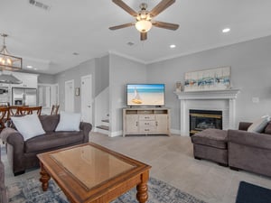 Living area with large TV