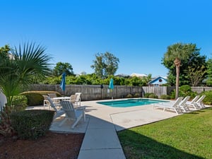 Unique spacious fenced in backyard with private pool