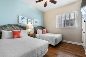 Guest Bedroom 2 with 2 Double Beds and Flat Screen TV