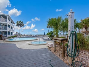 Complex pool and hot tub area