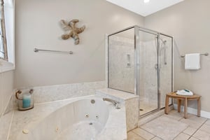 Primary Bathroom on 2nd Floor with soaking tub and walkin shower