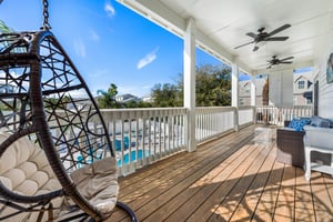 Large Balcony Overlooking the Private Pool on Back of House