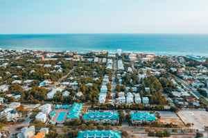 Arial Property View with Teal Roof