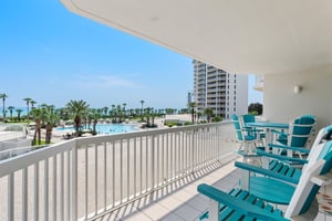 Balcony with Gulf and Pool View