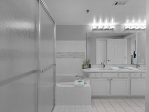 Primary Bathroom with WalkIn Shower and Tub