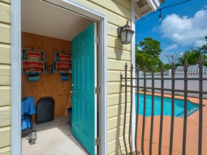 Outdoor Storage for Pool Toys and a Beach Wagon