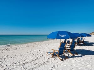 Chairs and Umbrellas available to rent on the beach