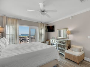 Primary Bedroom with Gulf View and TV