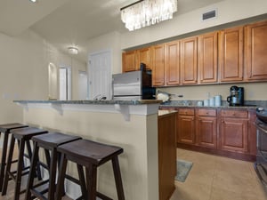 Kitchen with additional breakfast bar seating