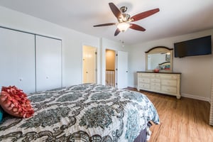 Primary Bedroom on 2nd Floor with Queen Bed and Flat Screen TV