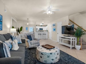 Living Area on 1st Floor with Flat Screen TV