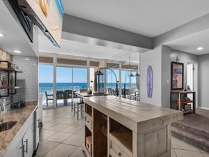 Island in Wet Bar with Mounted TV