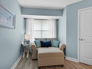 Seating area in primary bedroom