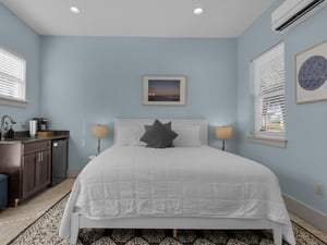 Carriage house bedroom with King bed