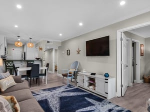 Living and Dining Area with Primary Bedroom