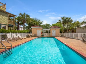 Complex pool area just steps from the front door