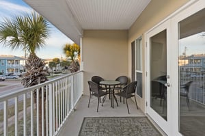 Spacious Balcony with dining table