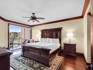 Primary Bedroom with King Bed and Balcony with a Gulf View