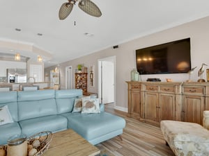 Living room with large TV