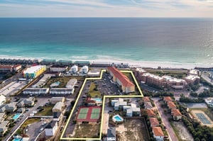 Arial View of Complex and Tennis Court