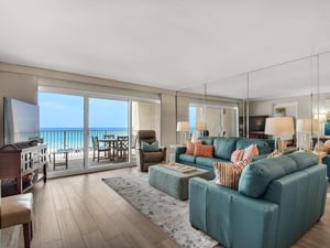 Living Room with a Gulf View and Balcony