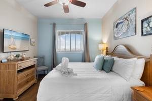 Primary Bedroom with King Bed and Flat Screen TV