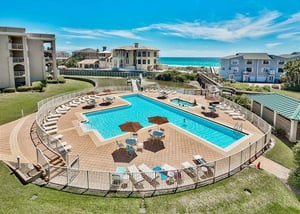 Complex pool and view of Gulf