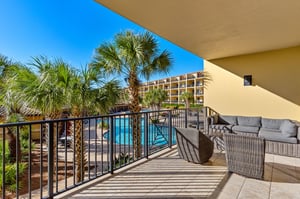 Large Private Balcony with Pool Views