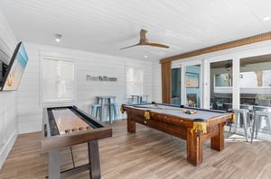 Game Room with Pool Table and Shuffle Board